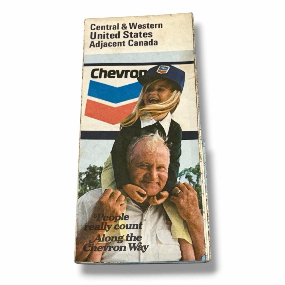Chevron Central & Western US Adjacent Canada 1973 Vintage Highway Road Map JX